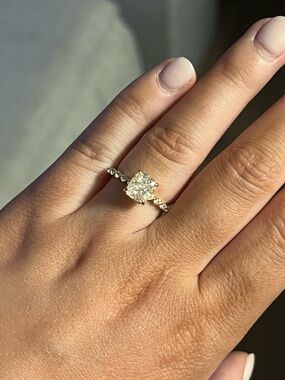 Source Unknown Yellow Gold Cushion-Cut Diamond Ring
